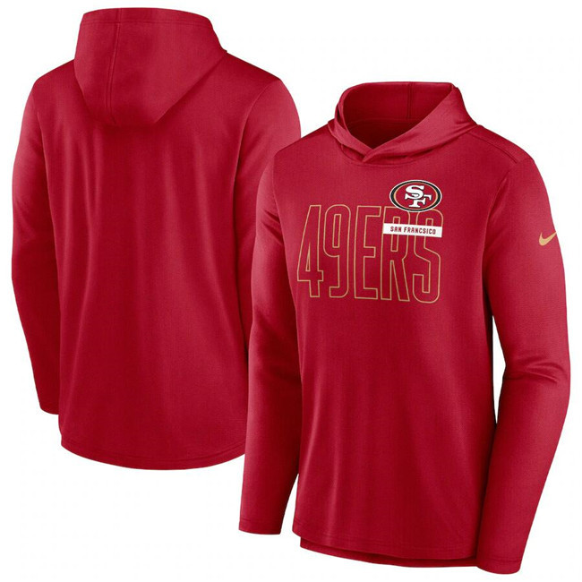 Men's San Francisco 49ers Scarlet Lightweight Performance Hooded Long Sleeve T-Shirt